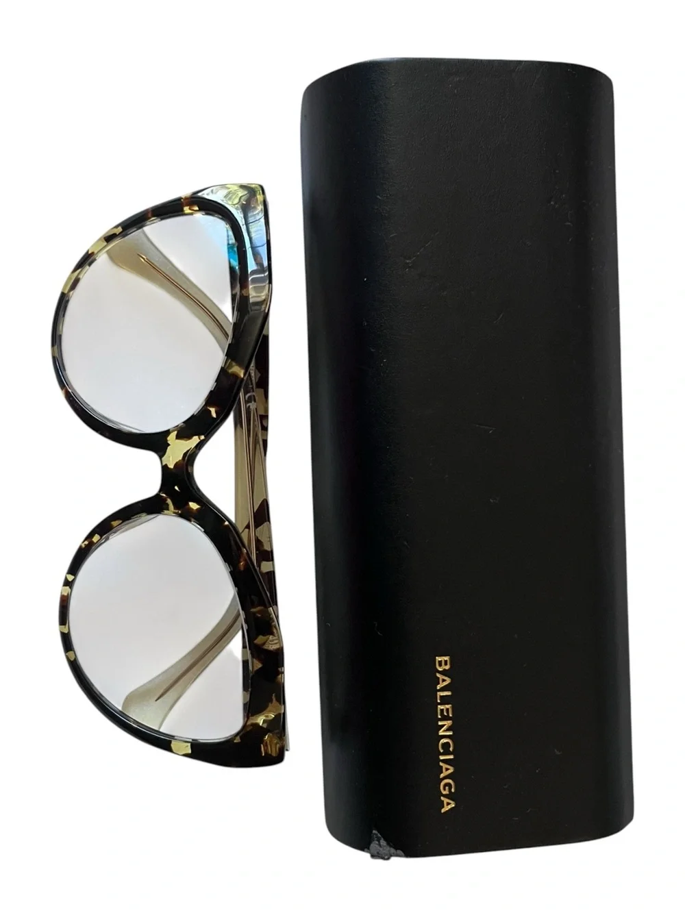 Balenciaga Y2K BA48 Cat Eye Eyeglasses Frames Havana Brown Tortoise 55B